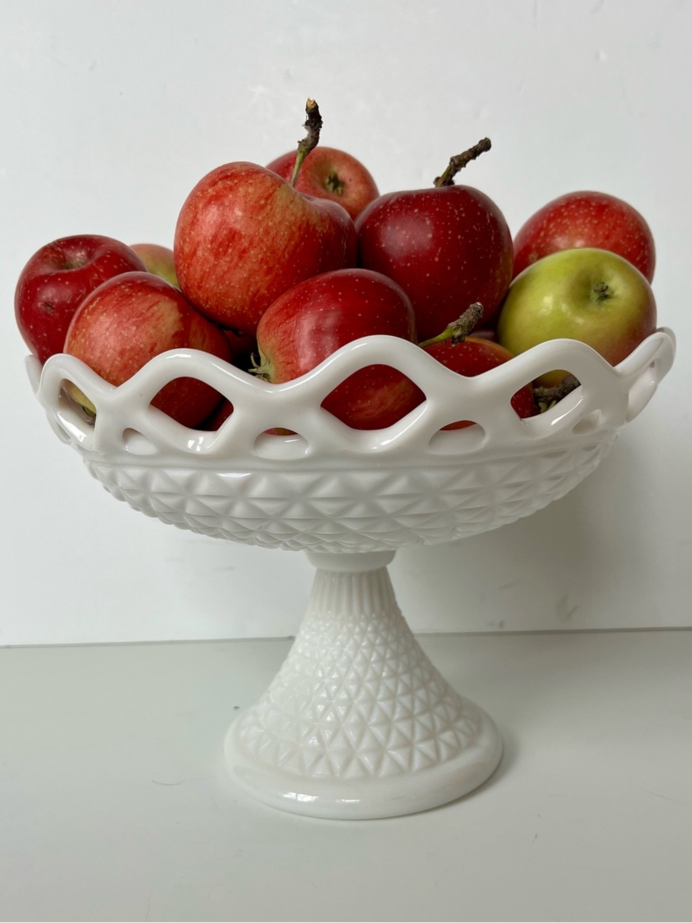 Large Vintage Milk
Glass Pedestal Bowl